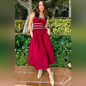 Sofie the Label - Lela Red Midi Strapless Dress